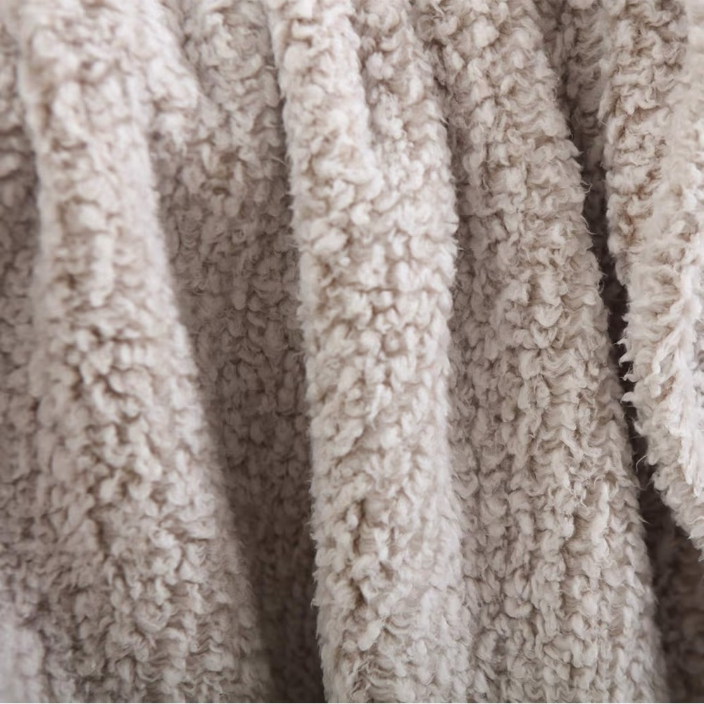horimote home Ultra Soft Fleece Sherpa Blanket Tassel,  Ombre Light Brown,king - Picture 7 of 14